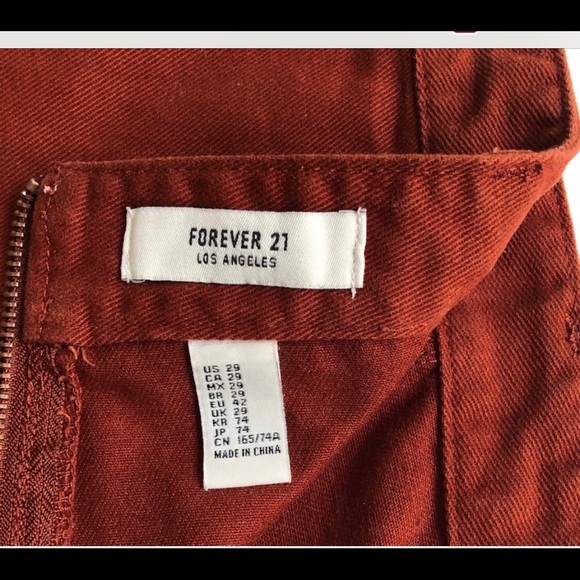 Denim Lace-Up Skirt. Size 29. Rust color. - Picture 3 of 3